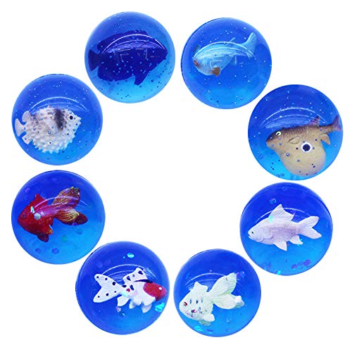 Vientiane Bouncy Bolas de Goma, 8 Piezas Bouncy Balls de Goma con Patrones de Animales Marinos, Bouncing Ball para Niños, Bouncing Ball Party Bag Fillers para Niños(Estilo Aleatorio)