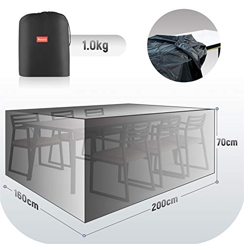 Viewee Funda para Muebles de Jardín, 200x160x70cm, Tela Oxford Revestimiento de PU, Cubierta de Exterior Funda Protectorar Impermeable, Anti-UV a Prueba de Viento, Lluvia y Nieve