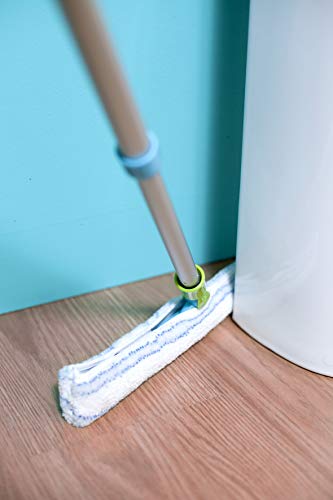 VIGAR Cepillo de Microfibra Cabezal Giratorio, Azul, Palo Escoba Extensible hasta 1,30