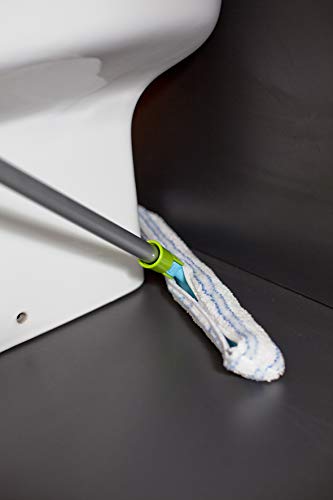 VIGAR Cepillo de Microfibra Cabezal Giratorio, Azul, Palo Escoba Extensible hasta 1,30