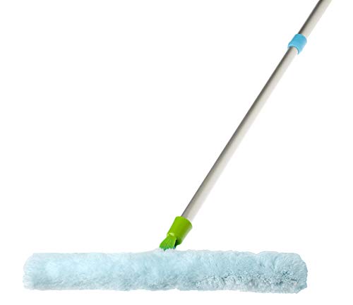 VIGAR Cepillo de Microfibra Cabezal Giratorio, Azul, Palo Escoba Extensible hasta 1,30