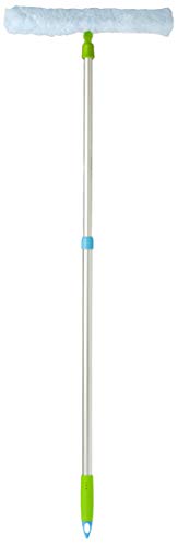 VIGAR Cepillo de Microfibra Cabezal Giratorio, Azul, Palo Escoba Extensible hasta 1,30