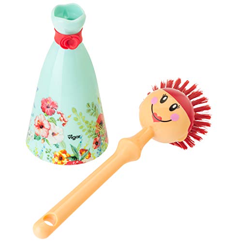 VIGAR Dolls Kalho Cepillo Lavaplatos, Turquesa 7,5x7,5x24,5 cm