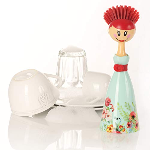 VIGAR Dolls Kalho Cepillo Lavaplatos, Turquesa 7,5x7,5x24,5 cm