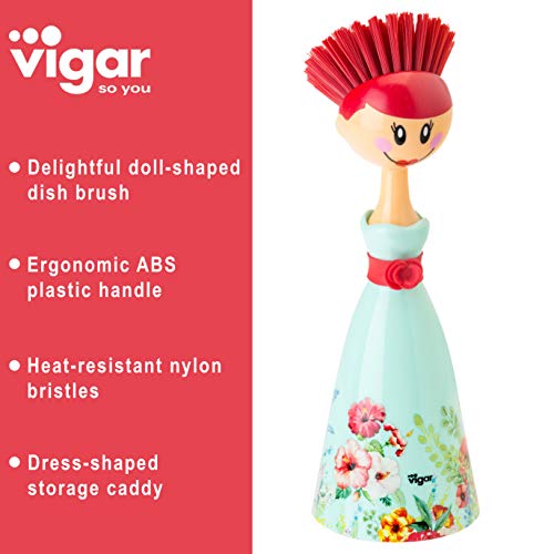 VIGAR Dolls Kalho Cepillo Lavaplatos, Turquesa 7,5x7,5x24,5 cm