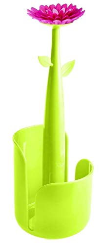 VIGAR Flower Power Portarollos de Cocina, Verde/Magenta, 15 X 15 X 40 cm