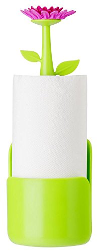 VIGAR Flower Power Portarollos de Cocina, Verde/Magenta, 15 X 15 X 40 cm