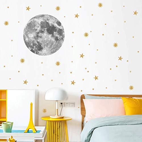 vijtian - Adhesivo decorativo para pared, diseño de estrella, color natural, color dorado, para habitación de niños