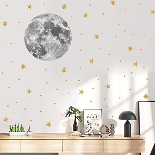 vijtian - Adhesivo decorativo para pared, diseño de estrella, color natural, color dorado, para habitación de niños