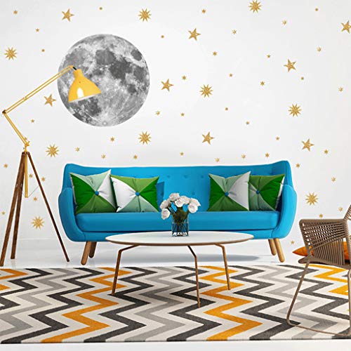 vijtian - Adhesivo decorativo para pared, diseño de estrella, color natural, color dorado, para habitación de niños