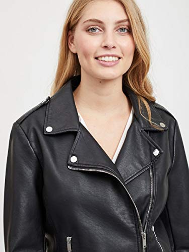 Vila Clothes Vicara Faux Leather Jacket-Noos Chaqueta, Negro (Black Black), 40 (Talla del Fabricante: Large) para Mujer