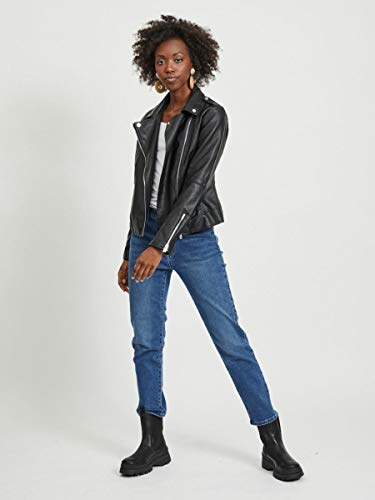 Vila Clothes Vicara Faux Leather Jacket-Noos Chaqueta, Negro (Black Black), 40 (Talla del Fabricante: Large) para Mujer