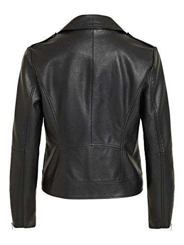 Vila Clothes Vicara Faux Leather Jacket-Noos Chaqueta, Negro (Black Black), 40 (Talla del Fabricante: Large) para Mujer