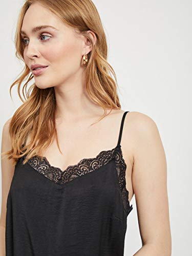 Vila Clothes Vicava Lace Singlet-Noos Camiseta sin Mangas, Negro (Black Black), 36 (Talla del Fabricante: Small) para Mujer