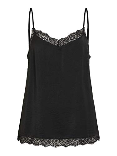 Vila Clothes Vicava Lace Singlet-Noos Camiseta sin Mangas, Negro (Black Black), 36 (Talla del Fabricante: Small) para Mujer