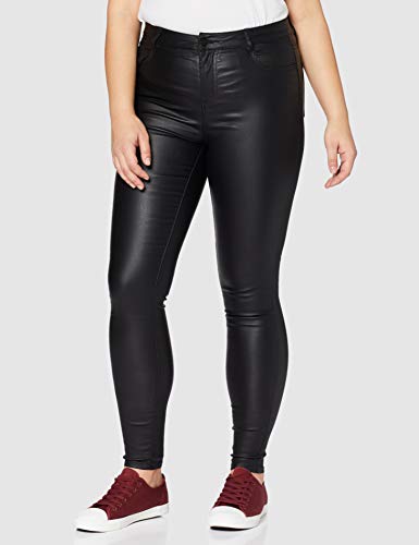 Vila Clothes Vicommit RW New Coated-Noos Pantalones, Negro (Black), 40 (Talla del Fabricante: Large) para Mujer