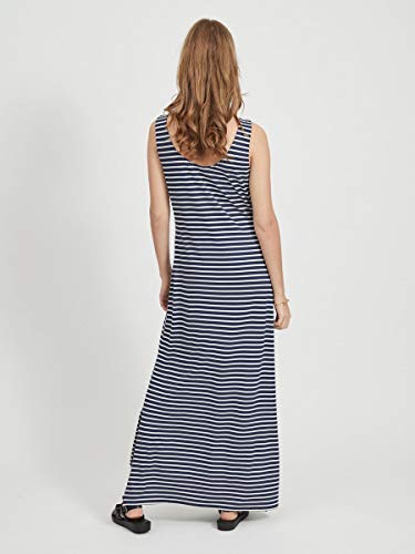Vila Videll Maxi S/l Dress-Noos Vestido, Rayas: Blanco Nieve 1.0 0.4 Blazer Azul Marino, 38 para Mujer