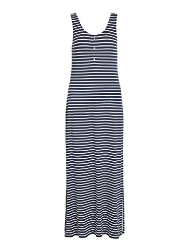 Vila Videll Maxi S/l Dress-Noos Vestido, Rayas: Blanco Nieve 1.0 0.4 Blazer Azul Marino, 38 para Mujer