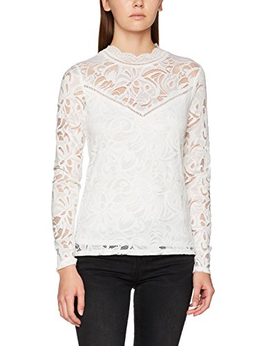 Vila Vistasia L/S Lace Top-Noos, Camisa Manga Larga para Mujer, Blanco (Cloud Dancer Cloud Dancer), 42 (Talla del fabricante: X-Large)