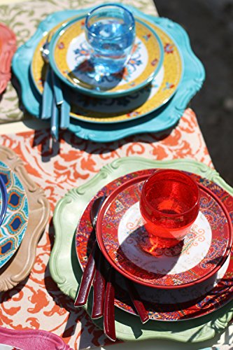 Villa D'Este Calamoresca Juego de 18 Platos de Gres y Porcelana de Varios Colores