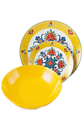 Villa D'Este Calamoresca Juego de 18 Platos de Gres y Porcelana de Varios Colores