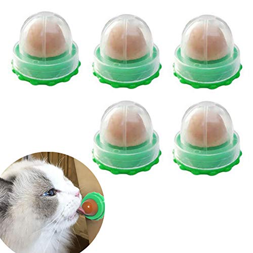 VinBee paquete de 5 bolas de azúcar para chupar para gatos, golosinas interactivas para gatos, caramelo de hierba gatera, bola de energía de gel de nutrición sólida