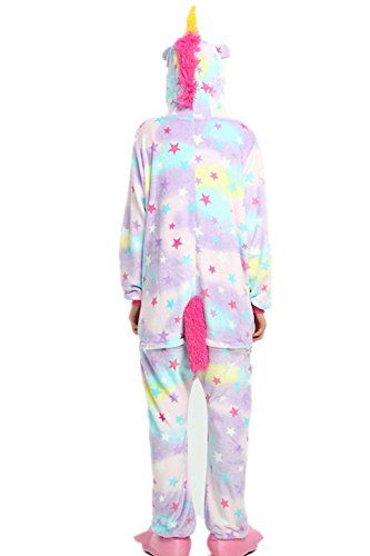 VineCrown Unicornio Pijama Animal Disfraces Traje Adultos Ropa de dormir Novedad Pijamas de una pieza Cosplay Carnaval Halloween Navidad (XL for 177CM-185CM, Estrellas)