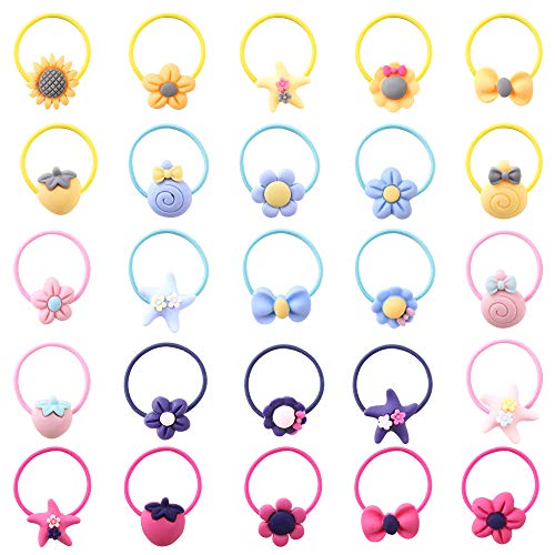 VINFUTUR 100pcs Gomas de Pelo Pequeñas 3.5cm con 25 Modelos Mixtos Lazos de Goma Colores Coleteros Elásticos para Cabello