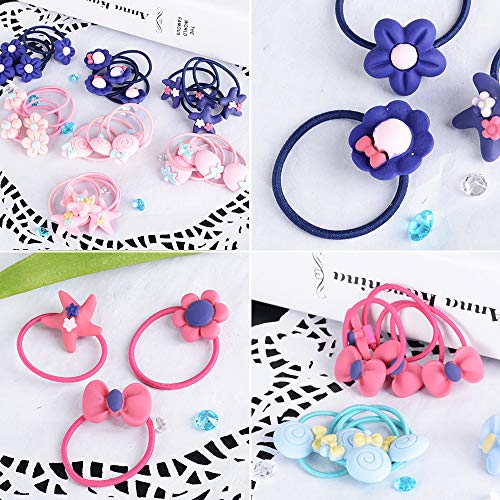 VINFUTUR 100pcs Gomas de Pelo Pequeñas 3.5cm con 25 Modelos Mixtos Lazos de Goma Colores Coleteros Elásticos para Cabello