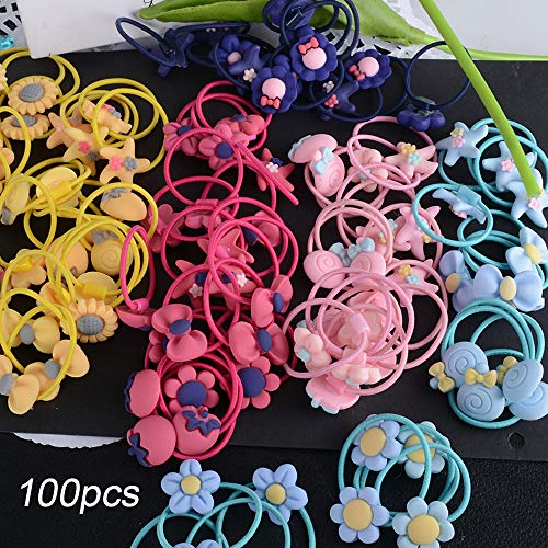 VINFUTUR 100pcs Gomas de Pelo Pequeñas 3.5cm con 25 Modelos Mixtos Lazos de Goma Colores Coleteros Elásticos para Cabello