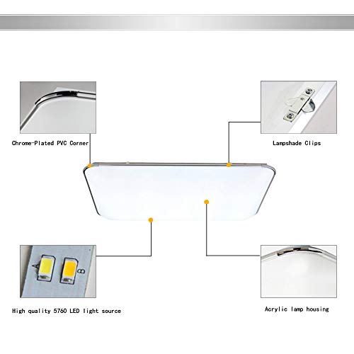 VINGO 24W lámpara Techo RGB Regulable Resistente al Agua lámpara de Techo Moderna LED luz de Techo Dormitorio Cocina Sala de Estar Comedor lámparas