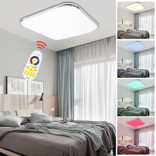VINGO 24W lámpara Techo RGB Regulable Resistente al Agua lámpara de Techo Moderna LED luz de Techo Dormitorio Cocina Sala de Estar Comedor lámparas