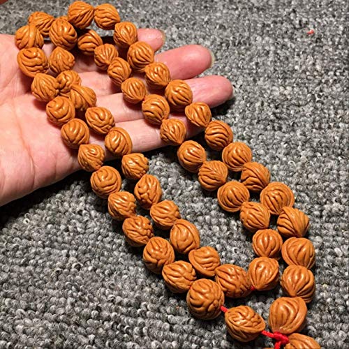 Vinkstar Natural Dragon-Print Walnut Bodhi Dragon-Impreso Melocotón Nogal De Melocotón De Mano Melocotón Buda Buda Pulsera De Cordón 54.