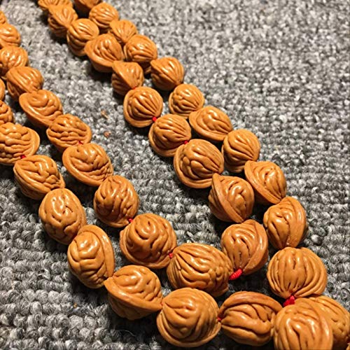 Vinkstar Natural Dragon-Print Walnut Bodhi Dragon-Impreso Melocotón Nogal De Melocotón De Mano Melocotón Buda Buda Pulsera De Cordón 54.