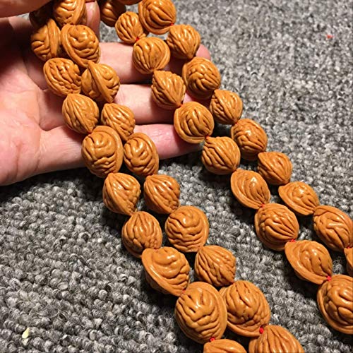 Vinkstar Natural Dragon-Print Walnut Bodhi Dragon-Impreso Melocotón Nogal De Melocotón De Mano Melocotón Buda Buda Pulsera De Cordón 54.