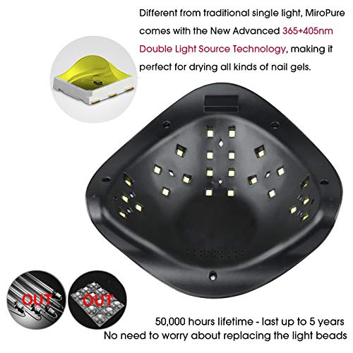 Vinteky® 48W Secador de uñas Lámpara LED Manicura Lámpara solar de uñas LED de Infrarrojos Sensores UV Máquina de la Terapia de Luz Apto para uñas de manos y pies (Negro)