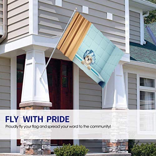 Viplili Banderas Cute Wet Shitzu Dog Cat Bath Flag Decorative Large Banderas Decorativas 3x5 Feet Vibrant Colors Polyester and Brass Grommets