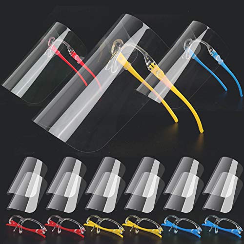 Visera Protectora con 12 Fundas Antivaho Reemplazables y 6 Gafas Reutilizables, Tanto Hombres como Mujeres Pueden Proteger los Ojos y la Cara(Multicolor)