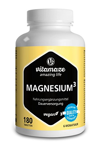 Vitamaze® Magnesio³ Complex de 350 mg Magnesio Puro Elemental, 180 Comprimidos Vegano Durante 6 Meses, Óxido de Carbonato de Citrato de Magnesio, Magnesio Complejo sin Aditivos Innecesarios