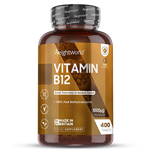 Vitamina B12 Vegana 1000mcg 400 Comprimidos - Aumenta Energía, Apoya la Formación Globulos Rojos y la Salud del Cerebro, Reduce Cansancio y Fatiga, Mejora Sistema Inmunológico, B12 Metilcobalamina