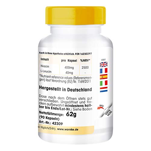 Vitamina B3 500mg – Niacina Flush Free – No ruborizante – 90 cápsulas