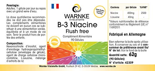 Vitamina B3 500mg – Niacina Flush Free – No ruborizante – 90 cápsulas