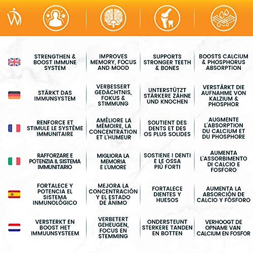 Vitamina D Niños - Comprimidos Masticables para Niños 1000 UI, 180 Comprimidos - Sin Azúcar, Suministro para 1 año, Apoyo Natural para el Sistema Inmunitario, Huesos y la Absorción de Calcio