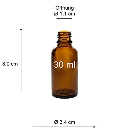 Viva-Haushaltswaren – 10 frascos cuentagotas de Vidrio, para Farmacia, Color marrón, Vidrio, marrón, 30 ml