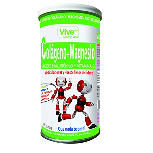 Vive+ Colágeno + Magnesio, Ácido Hialurónico y Vitamina C - 2 Paquetes de 200 gr - Total: 400 gr