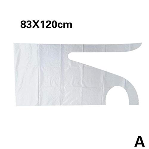 VLOU Delantal de plástico desechable Blanco Transparente Espesar Sin Mangas A Prueba de Aceite Alcantarillado Cocina Cocina Delantal de Olla Caliente, A, 100 Piezas