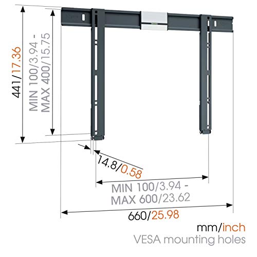 Vogel's THIN 505, Soporte de pared para TV 40 - 65 Pulgadas, Fijo, Máx 40 kg y con sistema VESA máx. 600x400