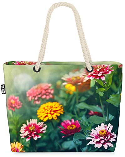 VOID Flores de Zinnias Bolsa de Playa 58x38x16cm 23L Shopper Bolsa de Viaje Compras Beach Bag Bolso