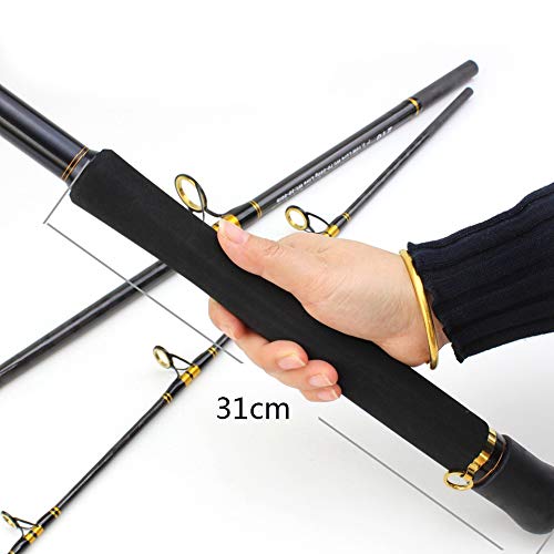 Volibear RXRQPM Sección 3 2.1M de Carbono caña de Pescar Cebo de mar línea cimentado pese Peso 70-250g Barra 30-50ib XH habotai RXRQPM (Color : Black, Size : 2.1M)