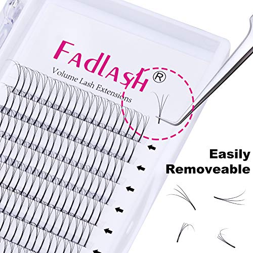 Volumen de Pestañas Rusas 3D 0.10mm C Curl 10mm Pestañas de Tallo Largo Prefabricados Extensiones de Pestañas Premade Volume Lashes Extension(3d-0.10c-10)